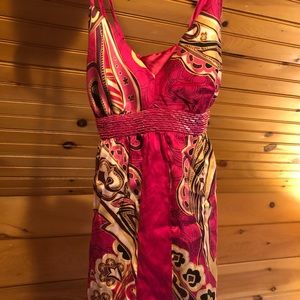 Pink satin, flowy tank top (XS)